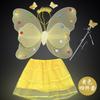 Ropa para actuación infantil de jardín de niños Vestido de actuación de princesa Alas de mariposa de ángel Traje de cuatro piezas