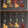 Accesorios de Madera Maciza Tallada de Caballo del Zodiaco Volador Cadena para Teléfono Móvil Colgante Yiming Xianyuan Llavero Creativo de Caballo de Sándalo