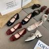 Zapatos Mary Jane de tacón alto y grueso para mujer, estilo francés de noche, primavera 2025, nuevos zapatos de noche, zapatos sencillos.