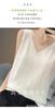 Camisola de verano de lana pura peinada fina con cuello en V para mujer, sin mangas, holgada, de punto, elegante, interior