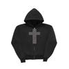 Sudaderas Transfronterizas de Otoño e Invierno Europeas y Americanas Remaches Cruzados Marca de Moda Holgadas con Cremallera para Hombres y Mujeres