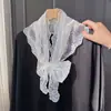Hermoso y Romántico Pañuelo de Seda Estilo Francés Pastoral, Elegante Chal Delgado Multifuncional de Encaje para Mujer, Estilo Coreano y Japonés