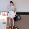 Conjunto para Meninas Verão 2024 Novo Estilo Ocidental Estilo Coreano Listrado Sem Mangas Shorts Roupa Infantil Conjunto Casual de Duas Peças para Meninas
