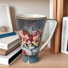 Taza de Café de Porcelana de Hueso Transfronteriza, Estilo Pintura al Óleo, Taza Retro de Gran Capacidad, Taza de Mango Pintado en Oro de Alta Gama, Empaque en Caja de Regalo