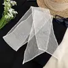 Lenço de Seda Longo Fino Cor Sólida Estilo Coreano para Mulheres, Lenço Fino de Chiffon para Primavera e Verão com Toque de Luxo, Gravata de Pescoço da Moda, Lenço Decorativo