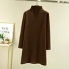 Top base de cuello alto medio para mujer, nueva colección de otoño 2026, corte holgado, adelgazante, de longitud media, camiseta de manga larga
