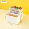 Porta-canetas de grande capacidade, caixa de armazenamento multifuncional integrada para pincéis, porta-canetas para mesa, estudante, desenho, lápis com alça