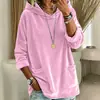 2026 Nuevo Sudadera con Capucha Casual de Moda Transfronteriza Europea y Americana de Terciopelo Holgada con Bolsillo de Color Sólido de Manga Larga para Mujer