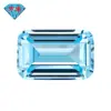 Huagang Gem Rectangular Biselado Che Plano Luz Azul Marino Circonita Piedra Desnuda Cara Piedra Blanca CZ Acuamarina Poco Profundo