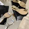 Chanclas 2026 con Hebilla de Pedrería y Lazo para Mujer, Calzado de Verano para Exteriores, Forma de Huevo de Paloma, Sandalias Planas para Playa que Aumentan la Altura