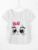 Camiseta de niña con patrón popular transfronterizo que se puede hacer DIY 4-14 años de edad con estampado de dibujos animados para niñas deportiva y de ocio tops de color puro