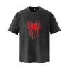 Nova Camiseta Retro Americana Lavada com Efeito Desgastado de Manga Curta para Homens e Mulheres, Verão 230g Gola Redonda Casual Roupas Estampadas