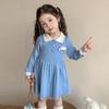 Vestido para Niña Primavera y Otoño 2025 Nuevo Estilo Coreano Vestido Suéter Tejido para Bebé Estilo Occidental Vestido de Otoño para Niños
