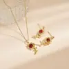 Exquisito Set de Pendientes y Collar Irregular de Lujo Creativo con Textura de Hoja Geométrica Polygonal y Corazón de Flor Lujo Ligero