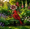 Estaca de Jardín Cardinal Art para Nuevo Producto Transfronterizo Pájaro Rojo Letrero de Hierro para Jardín Decoración de Patio