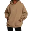 Moletom com Capuz Hip-Hop de Lã Amazon para Mulheres, Cor Sólida, Manga Longa, com Bolsos, Moletom Pulôver Solto, Hoodie Lulu