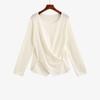 Moda para Mujeres de Talla Grande: Top de Diseño Irregular con Abertura Otoño 2026, Tejido Casual y Elegante para Mujer 23209