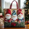 2026 Nuevo Bolso Tote Acolchado Bordado de Moda Navideño Estampado Digital Transfronterizo Bolso de Algodón Casual para el Trabajo