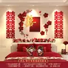 Decoración de Habitación de Boda Hotel Sala de Estar para Recién Casados Dormitorio Cabecera Fondo de Pared con Carácter de Doble Felicidad Atmósfera Guirnalda de Carácter de Doble Felicidad Suministros de Boda