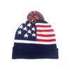 Chapéu de lã de malha listrado com bandeira americana da Amazon transfronteiriça, chapéu de lã de malha quente com letras da moda para homens e mulheres