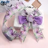 Cinta a Cuadros Mariposa Morada con Borde de Alambre, Moño de Lino Artificial, Corona, Empaque de Caja de Regalo, Cinta Decorativa