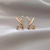 Pendientes de Perla con Cruz Microincrustada de Zircón Qiao Lanxuan Pasador de Plata de Ley 925 Pendientes para Mujer Celebridad de Internet Elegantes Pendientes Coreanos