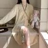 Vestido Longo Floral Suave de Primavera e Outono Design Emagrecedor Senso de Estilo Roupa de Casa Confortável Estilo Preguiçoso Novo Estilo Chinês Pijama Estilo Chinês