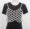 Camisola exterior sin mangas chic hueca de perlas hecha a mano con cuentas top sin mangas para mujer club cliff