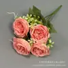 Artificial 5 Cabezas Peonía de Primavera Estilo Coreano Ramo Flor Rosa Belleza Flor Rosa Peonía Flor Artificial Hogar Boda Mayoreo