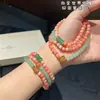 Nuevo Pulsera de Cuentas Apiladas de Múltiples Círculos Estilo Chino para Mujer, Pulsera Exquisita de Lujo Ligero Estilo Chino, Pulsera Rosa de Nicho de Gama Alta