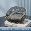 Plato de Fruta de Plástico con Borde Dorado y Diseño de Diamantes para Uso Doméstico, Plato de Bocadillos Multicolor para Sala de Estar, Hotel, Restaurante y Exhibición en Puesto