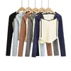Camiseta de Manga Raglan de Cinco Cores Base Estilo Europeu e Americano Feminina Outono Novo Com Capuz Cordão Camiseta Celebridade da Internet Top Curvo Camiseta