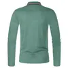 Camisa Polo Masculina 2025 Primavera e Outono Manga Longa Nova Estampada em 3D Cor Sólida Confortável Respirável Polo para Uso Externo