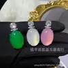 Colgante de Huevo de Paloma de Calcedonia Verde Incrustado de Alta Resistencia Bañado en Plata al por Mayor Collar de Jade Hebilla de Paz Ágata Verde Jade