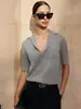 Top de punto transfronterizo, nuevo estilo de verano 2026 europeo y americano, estilo old money, cuello polo casual simple, suéter de manga corta de color liso