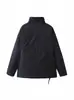 Moda outono e inverno novo casaco acolchoado de algodão com lapelas duplas, casaco estilo kimono, casaco de laço de nicho feminino transfronteiriço Amazon