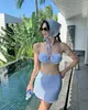 2025 Nuevo Bikini de Falda Dividida Triángulo para Mujer que Cubre el Vientre Aspecto Adelgazante Traje de Baño para Resort de Playa Aguas Termales [Envío Directo]