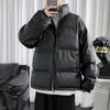Chaqueta acolchada de algodón y cuero sintético con cuello alto para hombre, estilo Hong Kong, marca Tide, abrigo holgado y grueso, traje informal de invierno para pareja.
