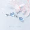 S925 Brincos de Prata Feminino Estilo Coreano Artístico Pequeno Fresco Doce Azul Gota Elegante Brincos Curtos E9808
