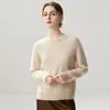 Otoño e Invierno Nueva Camiseta Base de Punto de Cachemira Moda Suave Cómoda Color Sólido Cuello Redondo Manga Larga Sencilla Temperamento Femenino