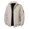 Vendas Diretas de Fábrica Estilo Outono e Inverno Jaqueta de Algodão com Gola Alta Slim Fit Versátil Estilo Pai Jaqueta de Algodão Masculina com Veludo Roupas de Algodão Masculinas para Meia-Idade e Idosos