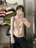 Suéter de punto para mujer con cuello semi-alto para primavera y otoño, diseño suave estilo coreano, top de capa base