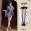 Ropa interior sexy chica sexy caliente nuevo cárdigan chal morado chino con encaje hueco vestido de cuello cheongsam
