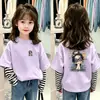 Camiseta de manga larga a rayas para niña, nuevo estilo primavera/otoño, top de cuello redondo moderno para bebés, ropa infantil holgada y casual