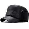 Chapéu de Inverno Masculino Estilo Dad Hat Proteção Contra Frio Proteção para as Orelhas Chapéu de Aba Reta para Meia-Idade e Idosos Vovô Homem Velho Chapéu de Algodão Espesso Quente com Aveludado