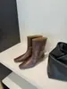 X333-7~Botines Marrones de Plataforma con Tacón Grueso y Punta Cuadrada Francesa para Mujer Botas 2026 Otoño Nuevo Estilo Botas para Pantalón