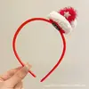 Diadema Roja de Sombrero de Navidad Linda 2024 para Mujer con Lazo de Felpa Pasador Diadema de Otoño e Invierno