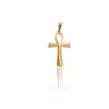 Pingente cruz simples comércio exterior AliExpress não desbota Europa e Estados Unidos retrô titânio aço inoxidável banhado a ouro 24k