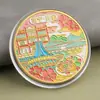 Monedas conmemorativas de ciudades, recuerdos turísticos, monedas coloridas en relieve con paisajes arquitectónicos de Beijing, Shanghái y Nanjing, monedas conmemorativas coleccionables