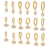 Pendientes Xinyixinxin Estilo Lujo Accesible Europeo y Americano Ojo del Diablo Chapado en Oro Real de 18 Quilates Acero Inoxidable Incrustado Pendientes de Circonita Pendientes